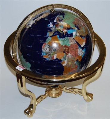 Lot 97 - A modern brass framed and hardstone inset...