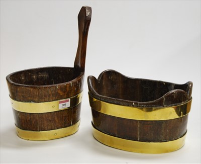 Lot 104 - A small brass coopered oak planter, w.26cm;...