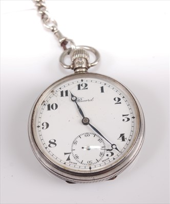 Lot 355 - A Record silver cased gents open face pocket...