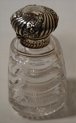 Lot 178 - A circa 1900 glass scent bottle, of square...