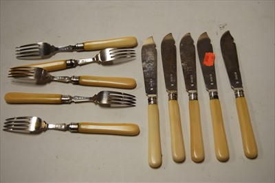 Lot 240 - A Victorian five place setting of silver...