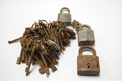 Lot 281 - A quantity of antique furniture and door keys...