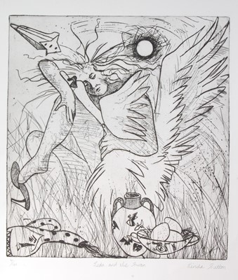 Lot 1067 - Linda Sutton (b.1947) - Leda and the Swan,...