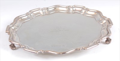 Lot 1156 - A Georgian style silver salver, having a...