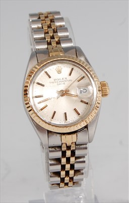 Lot 1252 - A lady's bi-metal Rolex Oyster Perpetual...