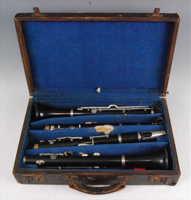 Lot 508 - A pair of Boosey & Co Ltd rosewood two piece clarinets