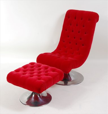 Lot 414 - A contemporary red fabric and buttoned...