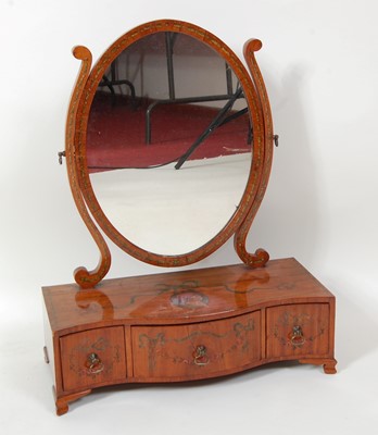 Lot 1281 - A Sheraton Revival painted satinwood dressing...