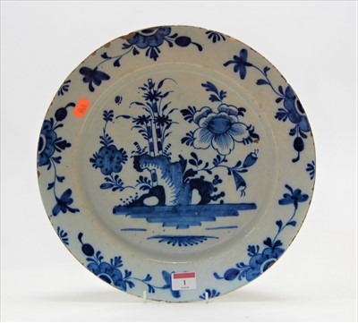 Lot 1 - An 18th century English Delft blue & white...