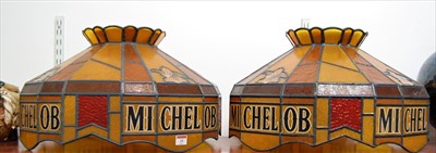 Lot 18 - A pair of modern faux leaded glazed ceiling...