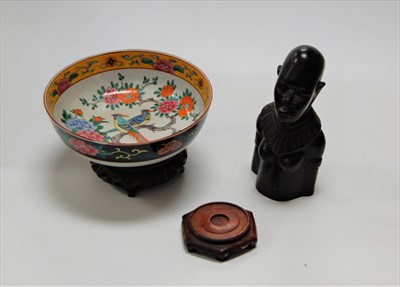 Lot 51 - A porcelain table bowl, the centre enamel...