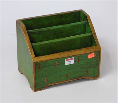 Lot 91 - A modern green painted hardwood letter rack,...