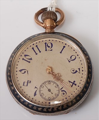 Lot 428 - A gent's Longines silver and niello cased open...