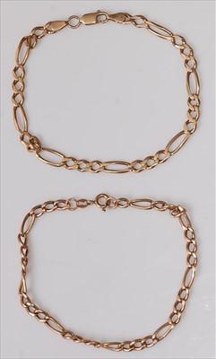 Lot 434 - Two 9ct gold flat curblink bracelets, 8.6g