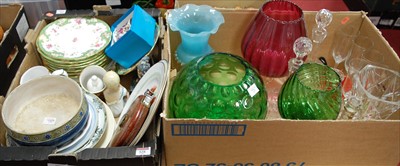 Lot 528 - Two boxes of miscellaneous china and glassware...