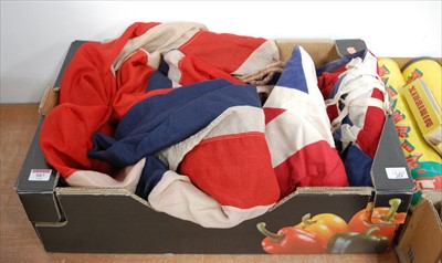 Lot 587 - A large 20th century Union Jack; and two...
