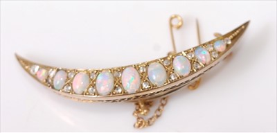 Lot 2200 - A late 19th century yellow metal, opal and...