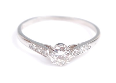 Lot 2217 - A white metal diamond solitaire ring,...