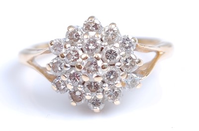 Lot 2059 - A yellow and white metal circular diamond...