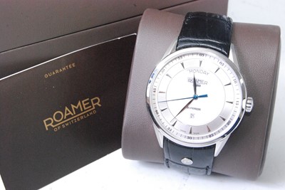 Lot 2008 - A gent's Roamer Superior steel day-date quartz...