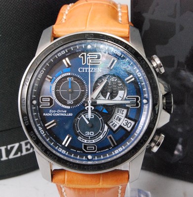 Lot 2021 - A gent's steel Citizen Eco-drive radio...