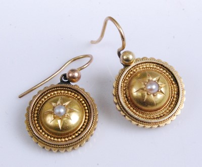 Lot 2232 - A pair of Edwardian yellow metal and seed...