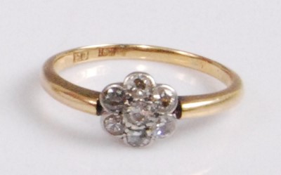 Lot 2098 - A circa 1920s 18ct gold diamond cluster ring,...