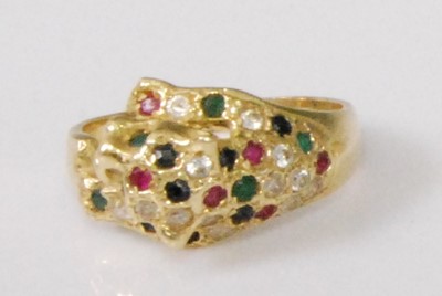 Lot 2188 - A contemporary 18ct gold multi-stone leopard...