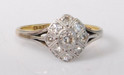 Lot 2231 - An Art Deco 18ct gold and platinum diamond...