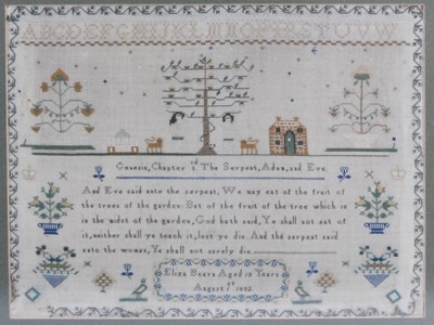 Lot 1294 - A William IV needlework alphabet, verse and...