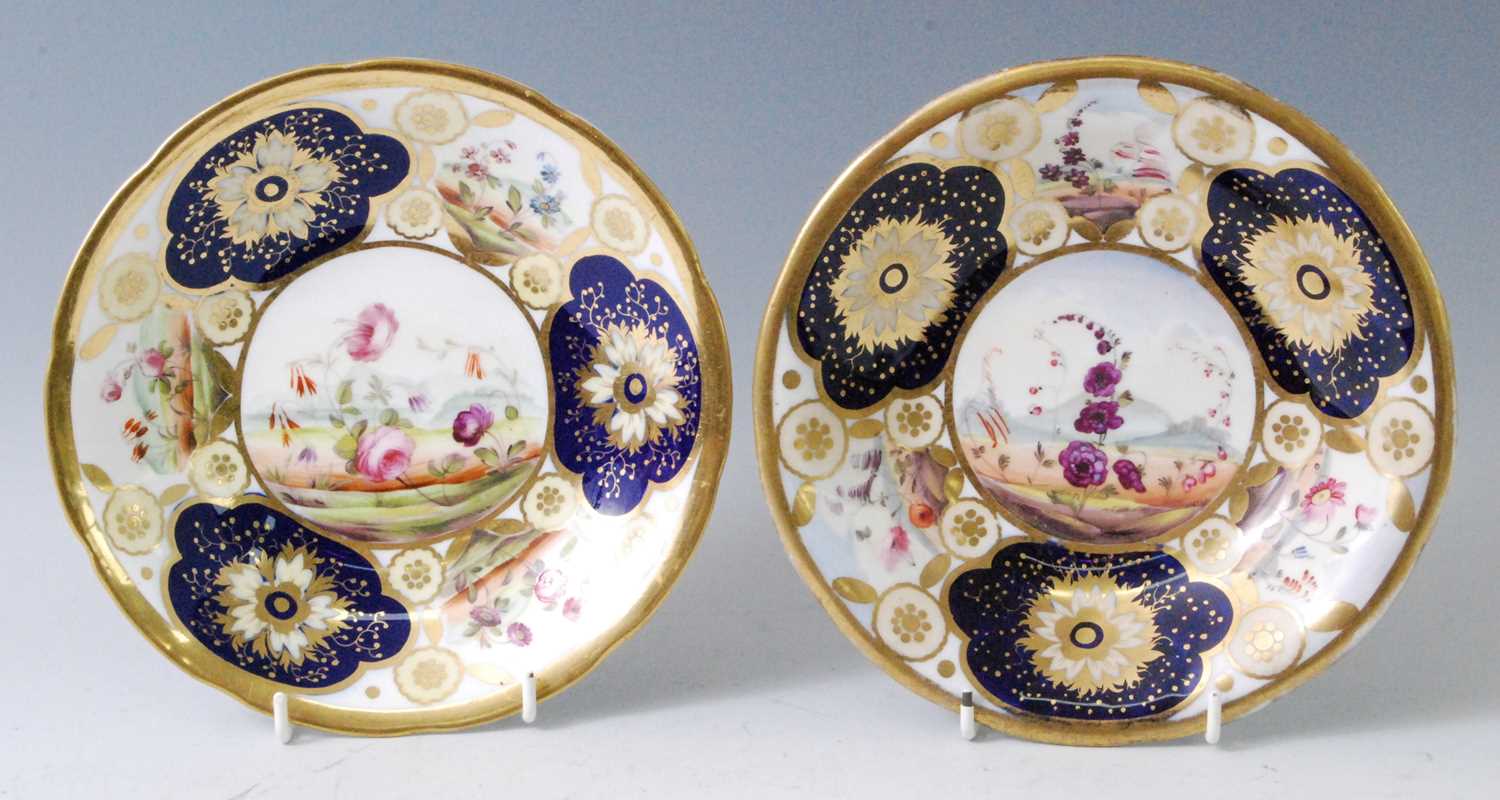 Lot 1084 - A pair of circa 1820 English porcelain footed...