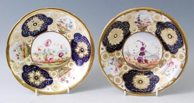 Lot 1084 - A pair of circa 1820 English porcelain footed...