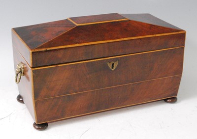 Lot 1311 - A Regency mahogany and boxwood strung tea...