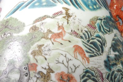 Lot 1348 - A large Chinese famille rose 'deer' vase, of...