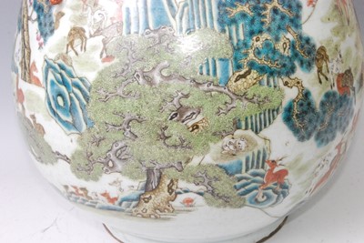 Lot 1348 - A large Chinese famille rose 'deer' vase, of...