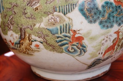 Lot 1348 - A large Chinese famille rose 'deer' vase, of...