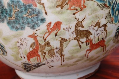 Lot 1348 - A large Chinese famille rose 'deer' vase, of...