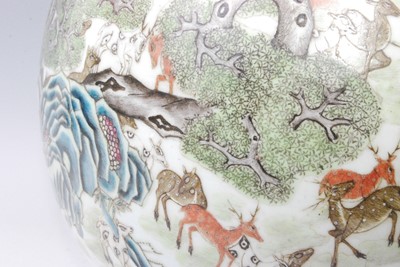 Lot 1348 - A large Chinese famille rose 'deer' vase, of...