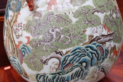 Lot 1348 - A large Chinese famille rose 'deer' vase, of...