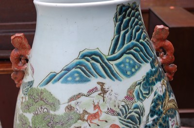 Lot 1348 - A large Chinese famille rose 'deer' vase, of...