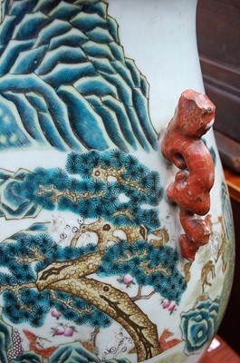Lot 1348 - A large Chinese famille rose 'deer' vase, of...