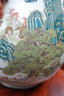 Lot 1348 - A large Chinese famille rose 'deer' vase, of...