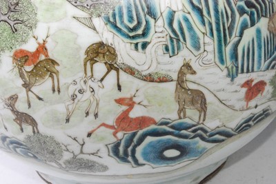 Lot 1348 - A large Chinese famille rose 'deer' vase, of...