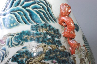 Lot 1348 - A large Chinese famille rose 'deer' vase, of...