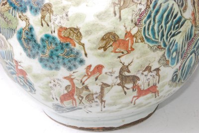 Lot 1348 - A large Chinese famille rose 'deer' vase, of...