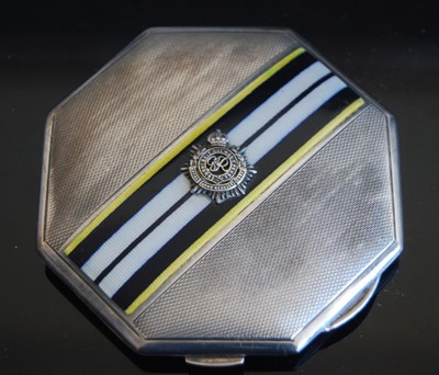 Lot 28 - A ladies silver and enamelled powder compact