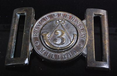 Lot 49 - A Royal Guernsey Militia 3rd Battalion brass belt buckle