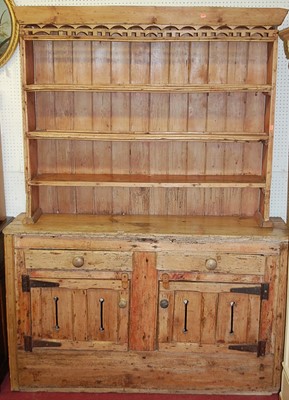 Lot 1133 - A 19th century rustic nailed and planked pine...