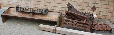 Lot 1162 - A cast iron fire basket, with two sundry fire...