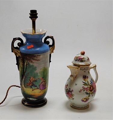 Lot 1 - A continental porcelain sparrowbeak jug and...